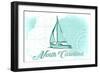 North Carolina - Sailboat - Teal - Coastal Icon-Lantern Press-Framed Art Print