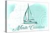 North Carolina - Sailboat - Teal - Coastal Icon-Lantern Press-Stretched Canvas