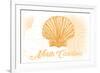 North Carolina - Scallop Shell - Yellow - Coastal Icon-Lantern Press-Framed Art Print