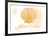 North Carolina - Scallop Shell - Yellow - Coastal Icon-Lantern Press-Framed Art Print