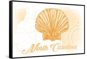 North Carolina - Scallop Shell - Yellow - Coastal Icon-Lantern Press-Framed Stretched Canvas