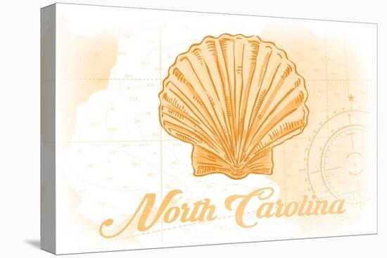 North Carolina - Scallop Shell - Yellow - Coastal Icon-Lantern Press-Stretched Canvas