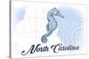 North Carolina - Seahorse - Blue - Coastal Icon-Lantern Press-Stretched Canvas