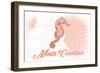 North Carolina - Seahorse - Coral - Coastal Icon-Lantern Press-Framed Art Print