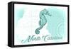 North Carolina - Seahorse - Teal - Coastal Icon-Lantern Press-Framed Stretched Canvas