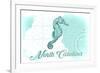 North Carolina - Seahorse - Teal - Coastal Icon-Lantern Press-Framed Premium Giclee Print