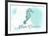 North Carolina - Seahorse - Teal - Coastal Icon-Lantern Press-Framed Premium Giclee Print