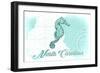 North Carolina - Seahorse - Teal - Coastal Icon-Lantern Press-Framed Art Print