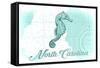 North Carolina - Seahorse - Teal - Coastal Icon-Lantern Press-Framed Stretched Canvas