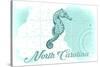 North Carolina - Seahorse - Teal - Coastal Icon-Lantern Press-Stretched Canvas