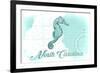 North Carolina - Seahorse - Teal - Coastal Icon-Lantern Press-Framed Art Print