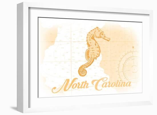 North Carolina - Seahorse - Yellow - Coastal Icon-Lantern Press-Framed Art Print