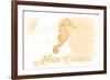 North Carolina - Seahorse - Yellow - Coastal Icon-Lantern Press-Framed Premium Giclee Print