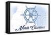 North Carolina - Ship Wheel - Blue - Coastal Icon-Lantern Press-Framed Stretched Canvas