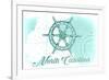 North Carolina - Ship Wheel - Teal - Coastal Icon-Lantern Press-Framed Premium Giclee Print