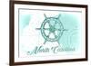 North Carolina - Ship Wheel - Teal - Coastal Icon-Lantern Press-Framed Premium Giclee Print