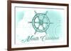 North Carolina - Ship Wheel - Teal - Coastal Icon-Lantern Press-Framed Premium Giclee Print