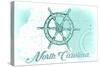 North Carolina - Ship Wheel - Teal - Coastal Icon-Lantern Press-Stretched Canvas