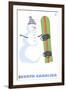 North Carolina, Snowman with Snowboard-Lantern Press-Framed Art Print