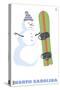 North Carolina, Snowman with Snowboard-Lantern Press-Stretched Canvas