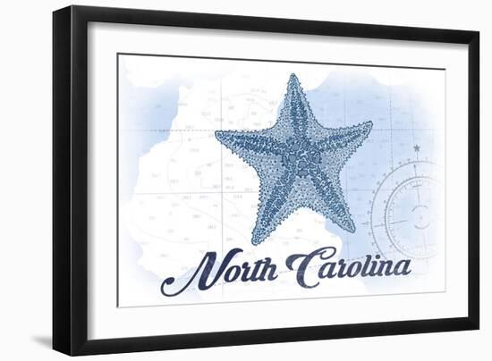 North Carolina - Starfish - Blue - Coastal Icon-Lantern Press-Framed Art Print