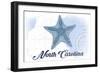 North Carolina - Starfish - Blue - Coastal Icon-Lantern Press-Framed Art Print