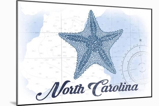 North Carolina - Starfish - Blue - Coastal Icon-Lantern Press-Mounted Art Print