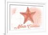 North Carolina - Starfish - Coral - Coastal Icon-Lantern Press-Framed Premium Giclee Print
