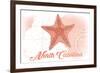 North Carolina - Starfish - Coral - Coastal Icon-Lantern Press-Framed Premium Giclee Print