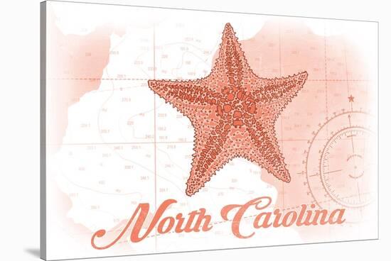 North Carolina - Starfish - Coral - Coastal Icon-Lantern Press-Stretched Canvas