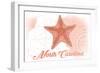 North Carolina - Starfish - Coral - Coastal Icon-Lantern Press-Framed Art Print