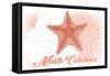 North Carolina - Starfish - Coral - Coastal Icon-Lantern Press-Framed Stretched Canvas