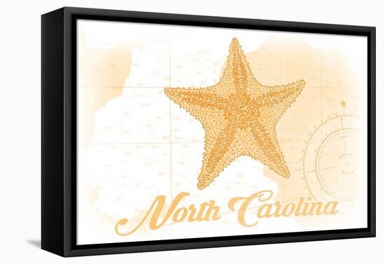 North Carolina - Starfish - Yellow - Coastal Icon-Lantern Press-Framed Stretched Canvas