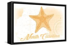 North Carolina - Starfish - Yellow - Coastal Icon-Lantern Press-Framed Stretched Canvas