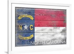 North Carolina State Flag - Barnwood Painting-Lantern Press-Framed Art Print