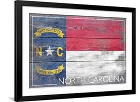 North Carolina State Flag - Barnwood Painting-Lantern Press-Framed Art Print