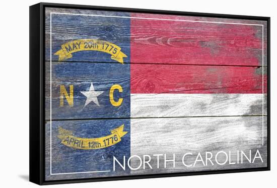 North Carolina State Flag - Barnwood Painting-Lantern Press-Framed Stretched Canvas