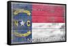 North Carolina State Flag - Barnwood Painting-Lantern Press-Framed Stretched Canvas