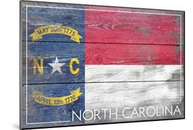 North Carolina State Flag - Barnwood Painting-Lantern Press-Mounted Art Print