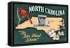 North Carolina - State Icons-Lantern Press-Framed Stretched Canvas