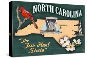 North Carolina - State Icons-Lantern Press-Stretched Canvas