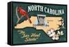 North Carolina - State Icons-Lantern Press-Framed Stretched Canvas