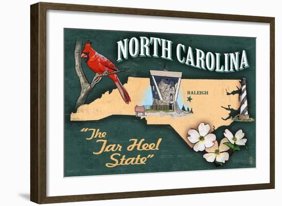 North Carolina - State Icons-Lantern Press-Framed Art Print