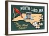 North Carolina - State Icons-Lantern Press-Framed Art Print