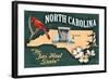 North Carolina - State Icons-Lantern Press-Framed Art Print
