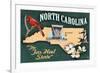 North Carolina - State Icons-Lantern Press-Framed Art Print