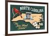 North Carolina - State Icons-Lantern Press-Framed Art Print