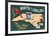 North Carolina - State Icons-Lantern Press-Framed Art Print