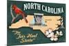 North Carolina - State Icons-Lantern Press-Mounted Art Print