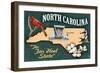 North Carolina - State Icons-Lantern Press-Framed Art Print